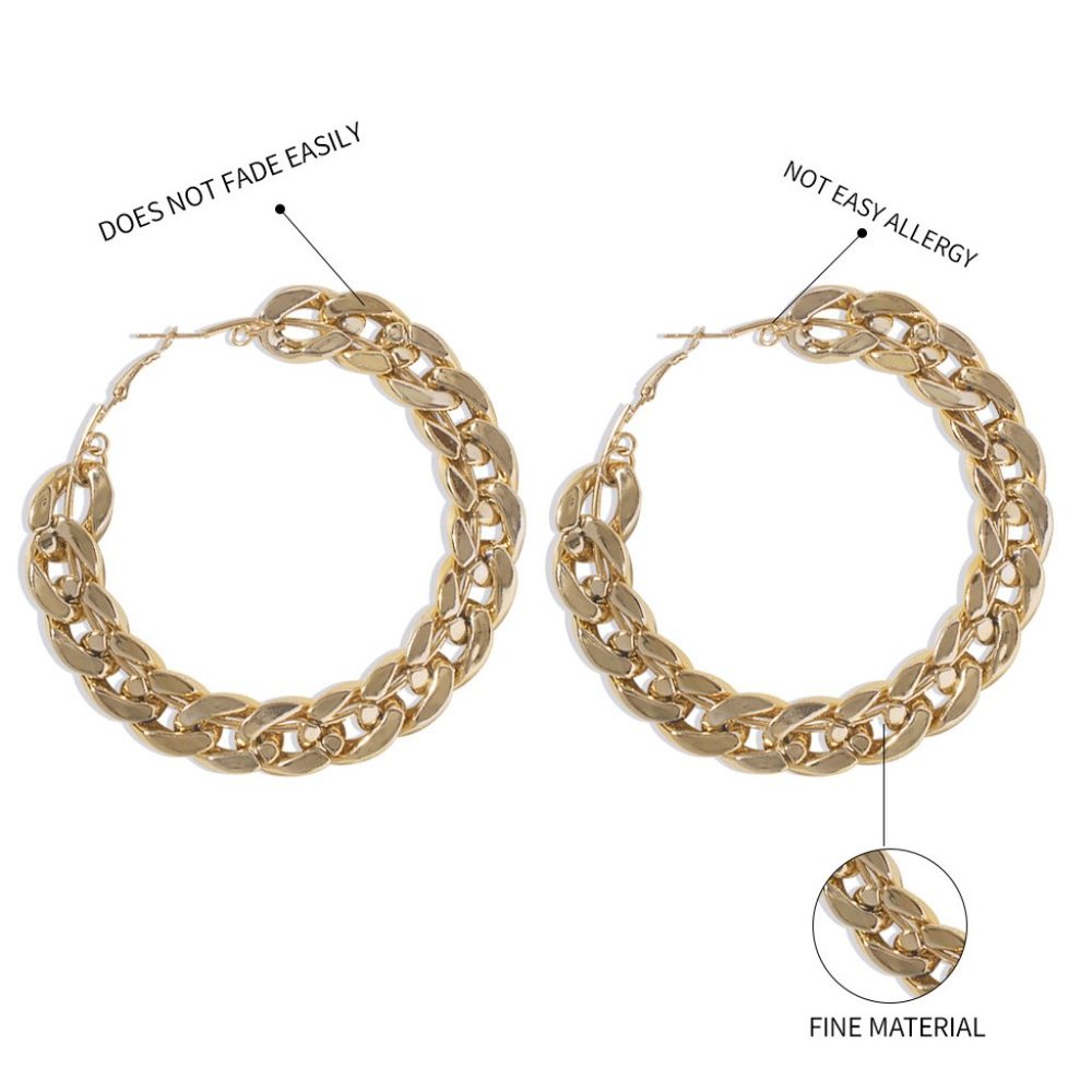 💕Last one Urban Chic Golden Chain Hoops Earrings - Picture 12 of 14